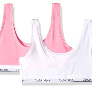 New Girls Calvin Klein Bralettes WHITE 6-6x